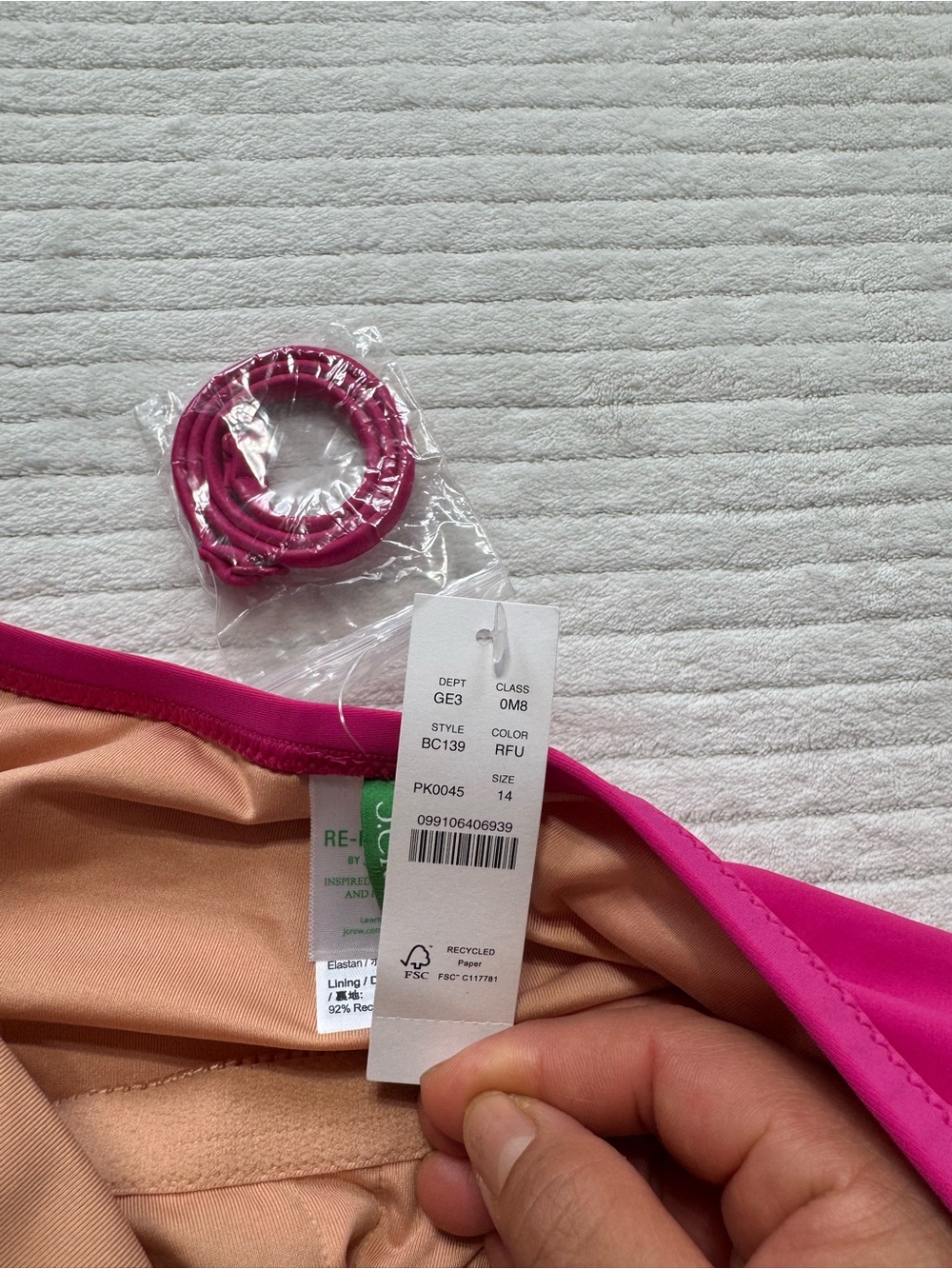 J. Crew Hot Pink Strapless Ruched Swimsuit - Picture 6 of 11